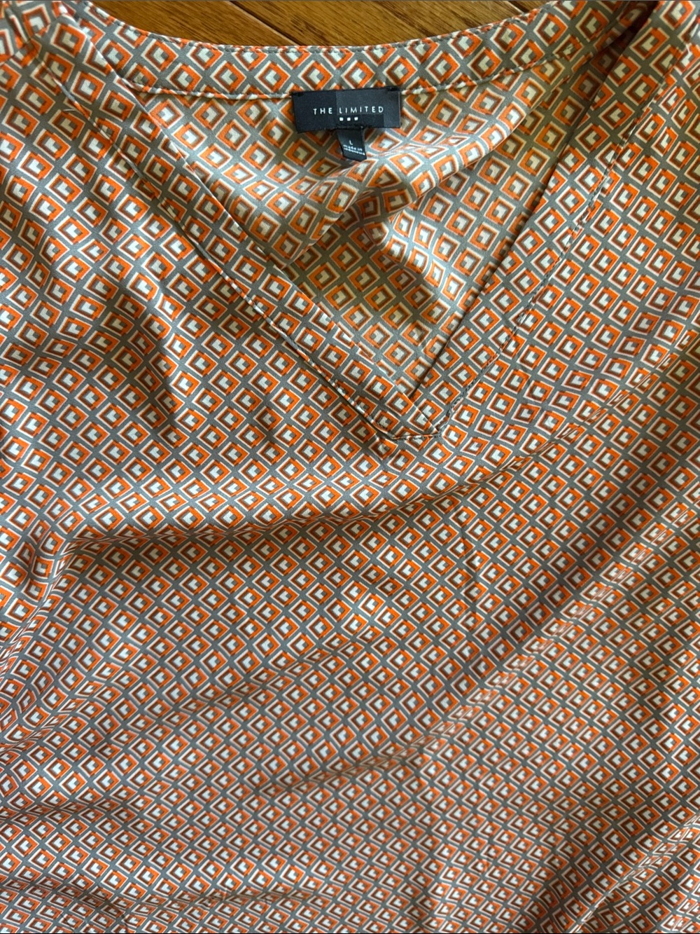 The Limited- Light Orange/grey geometric blouse